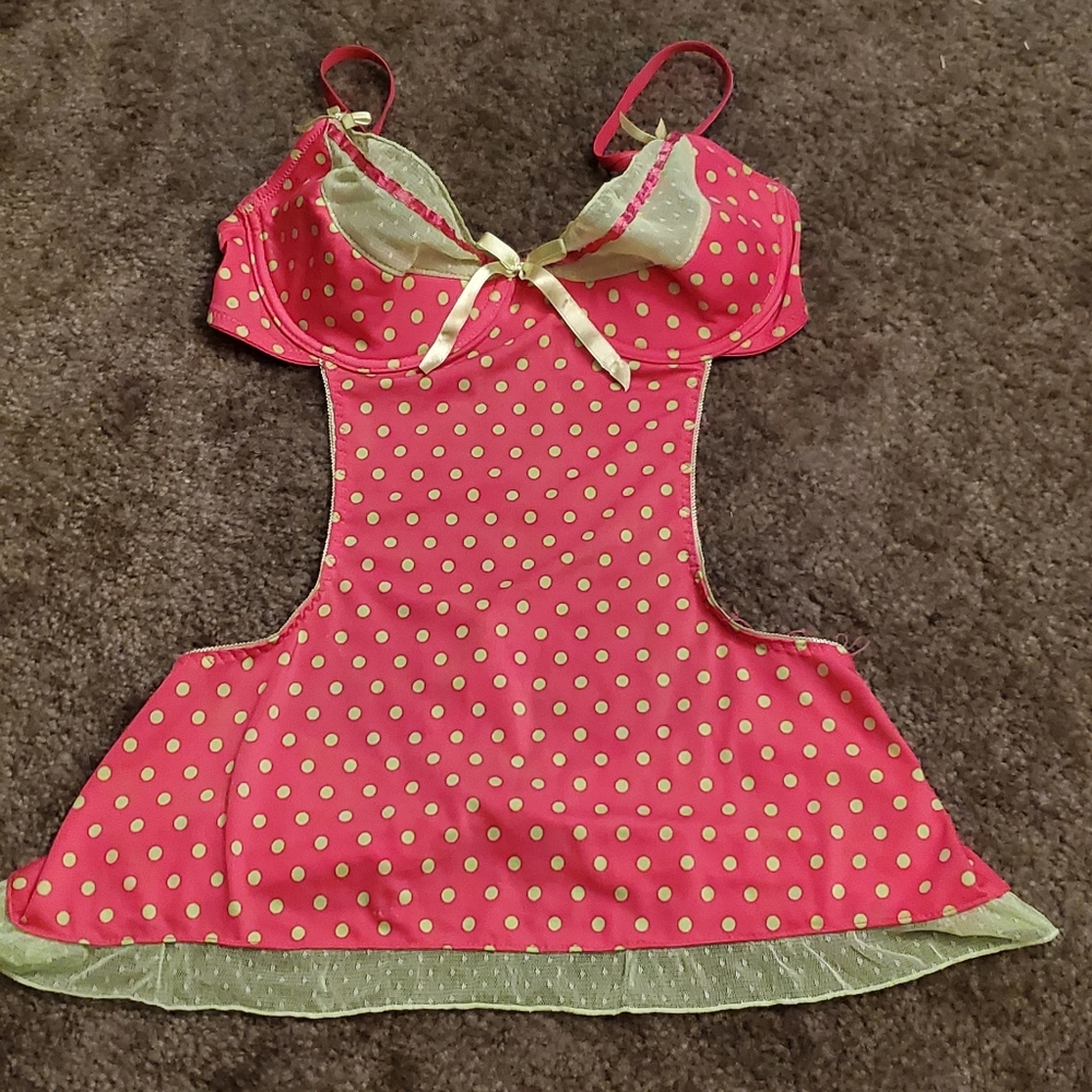 Hot pink & neon green peekaboo lingerie Large